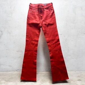 Rag & Bone Red Lamb‎ Leather Front Flare Pants Women’s Size 23 Stretch Denim